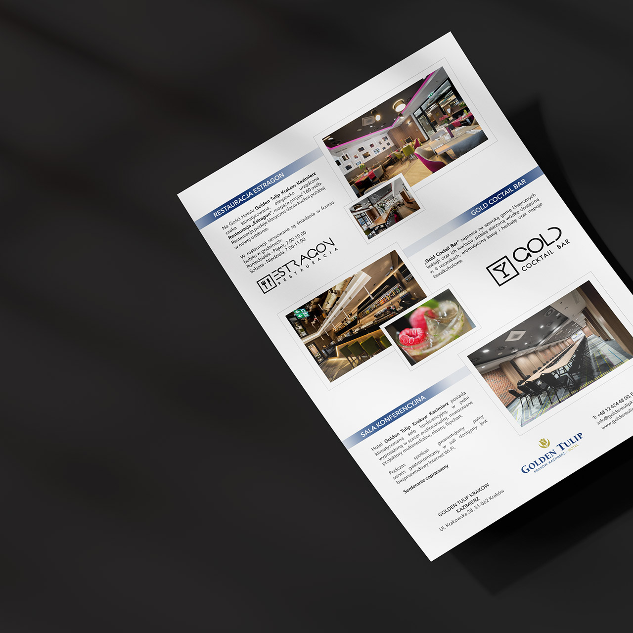 webstoodio | ulotki reklamowe dla sieci hoteli golden tulip w krakowie